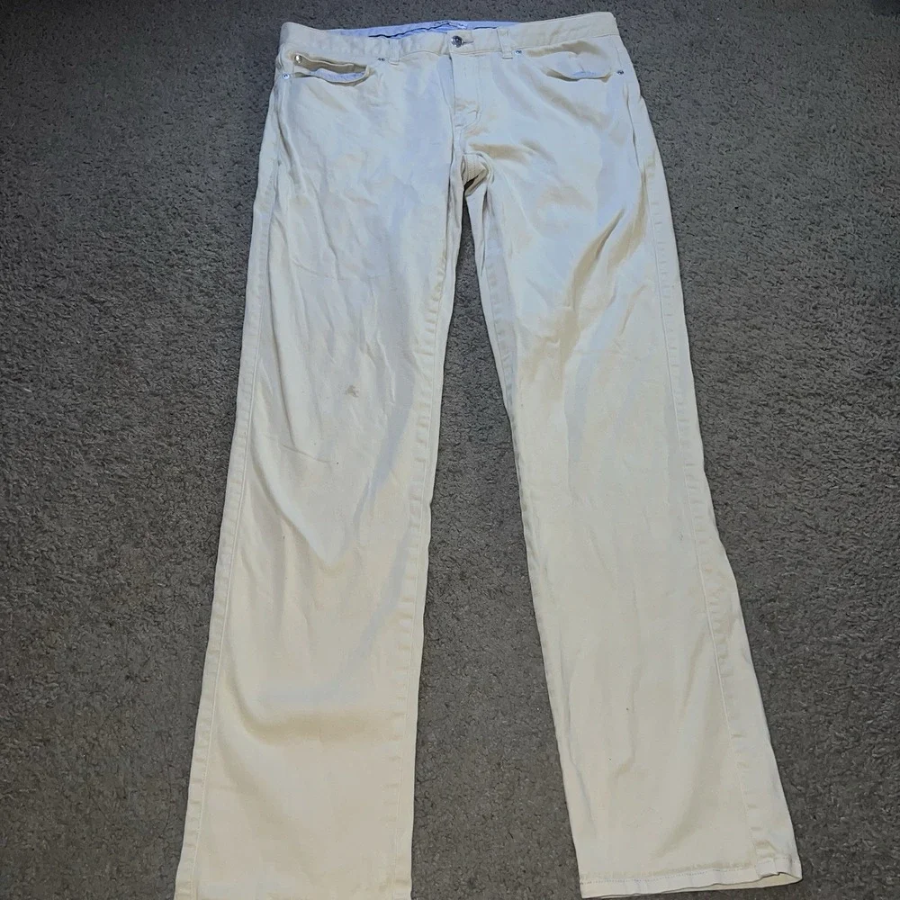 Peter Millar Men's Eb66 Performance Five Pocket Pant Size 35x32 Ivory